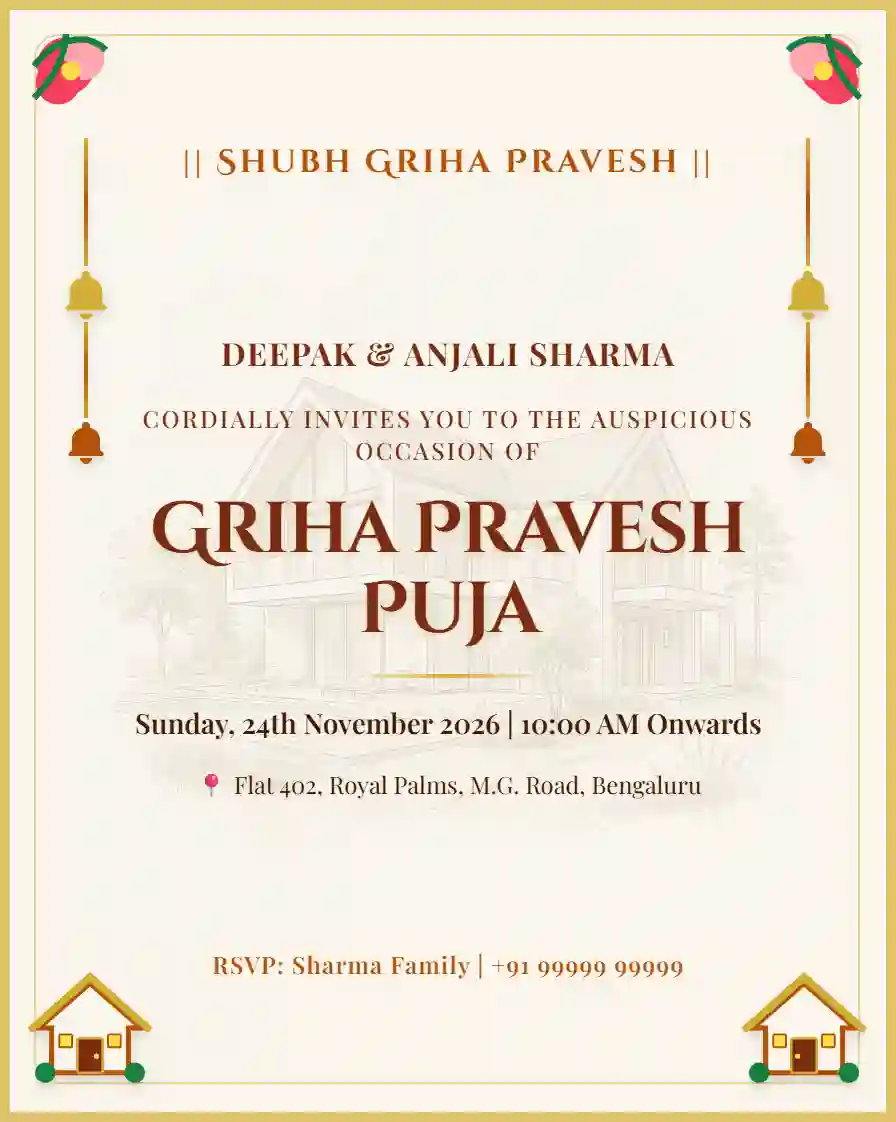 Floral Griha Pravesh Card photo card design