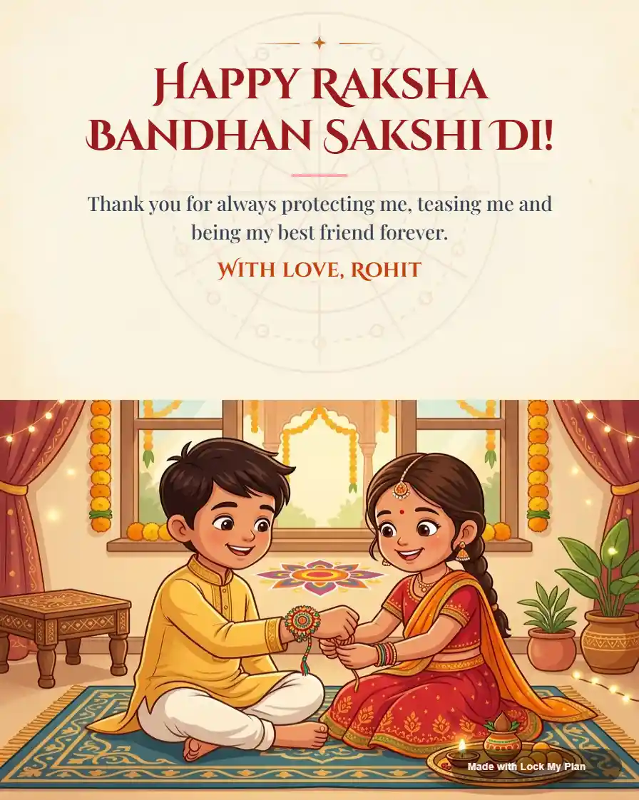 Cute Brother & Sister Rakhi Wish photo card design