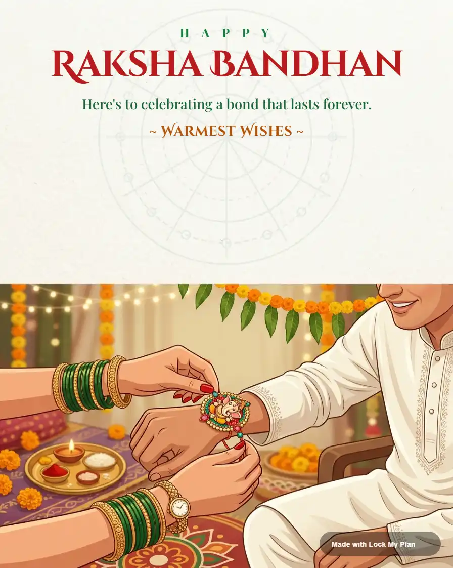 Traditional Hands Tying Rakhi photo card design